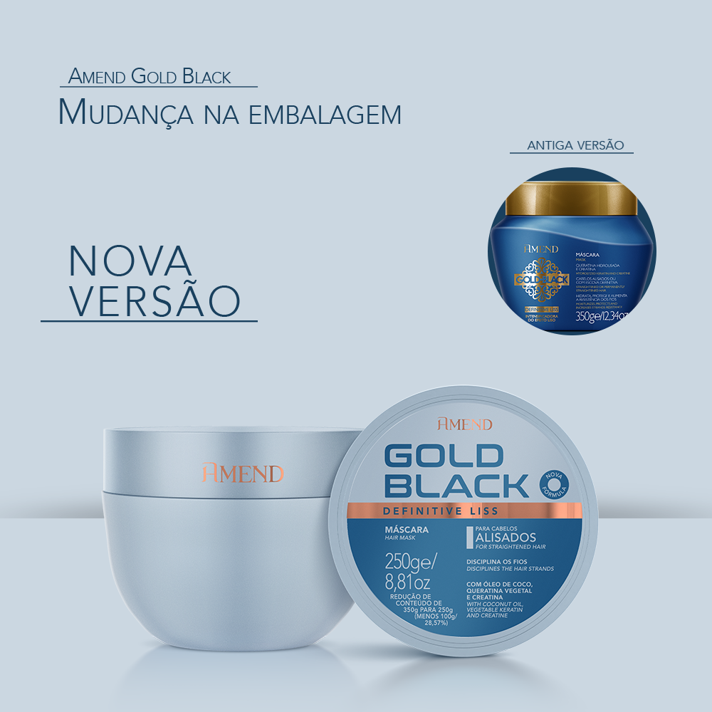 Máscara Amend Gold Black Intensificador do Efeito Liso 250g